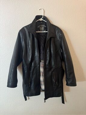 RoccoBarocco Black Leather Zip-Front Jacket